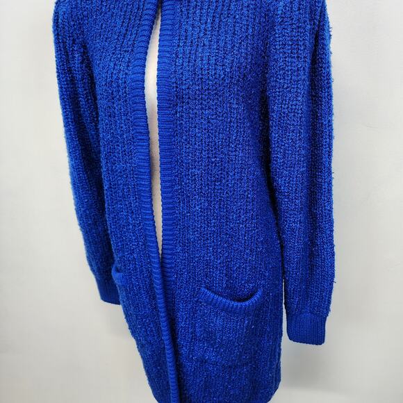 Monto Par le Chois Longline Cardigan Jacket Size L Blue Boucle Knit Vintage - Picture 8 of 16